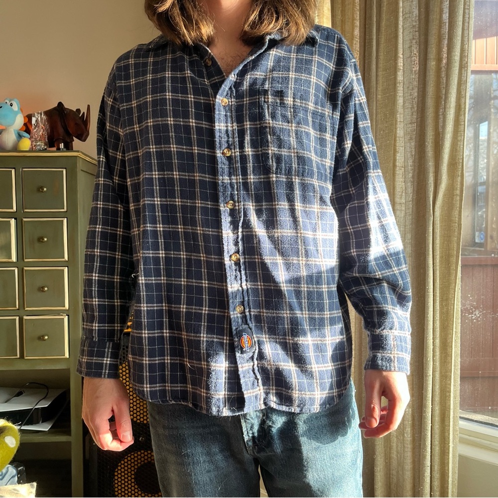 Vintage Dickeys Blue Plaid Button Up